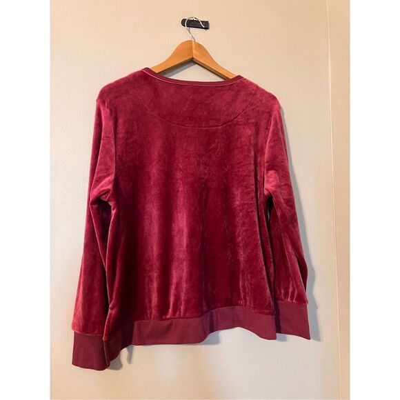 Kate Spade XL Sparkle And Shine Velour Crewneck Sweatshirt Burgundy Soft Lounge - Picture 9 of 10